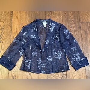 R&M Richards by Karen Kwong, Navy Sheer Jacket, Size 12